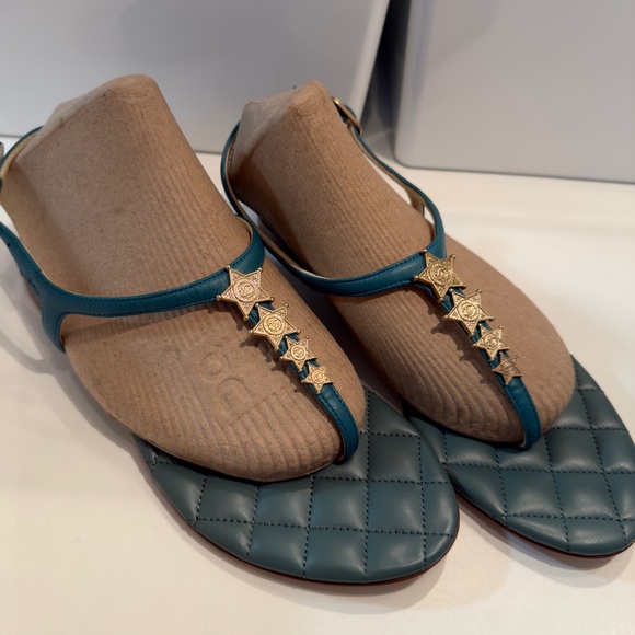 Chanel CC Quilted Sandals 37 New